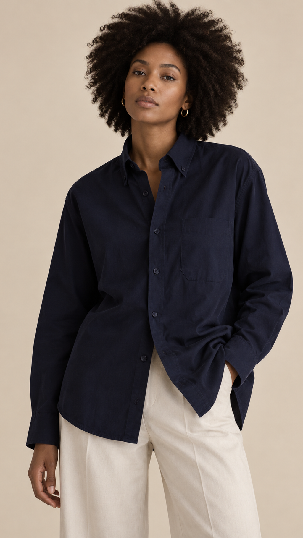 Camisa algodão azul marinho Basics M