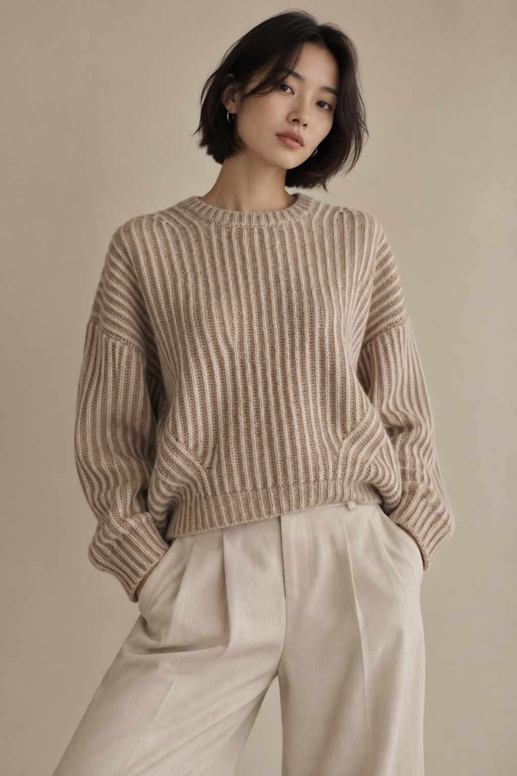 Camisola tricot lã Natura bege XL