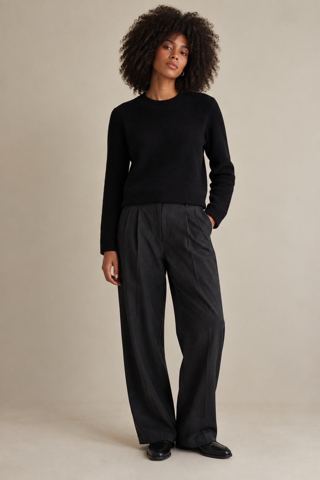 Camisola Club Monaco 60% lã preta canelada