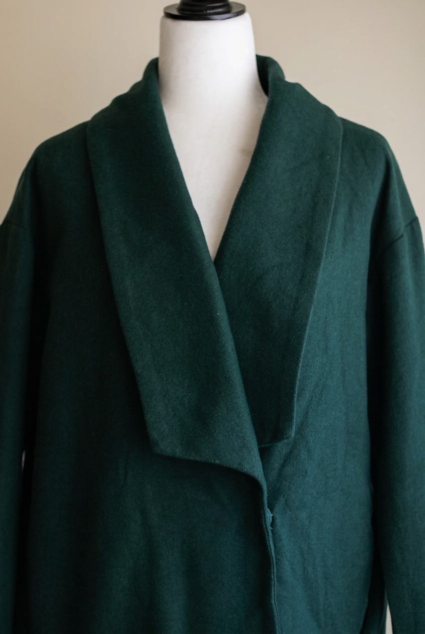Casaco vintage Yerse verde-escuro com lã | L