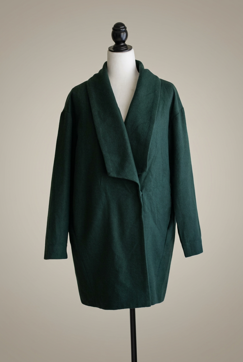 Casaco vintage Yerse verde-escuro com lã | L