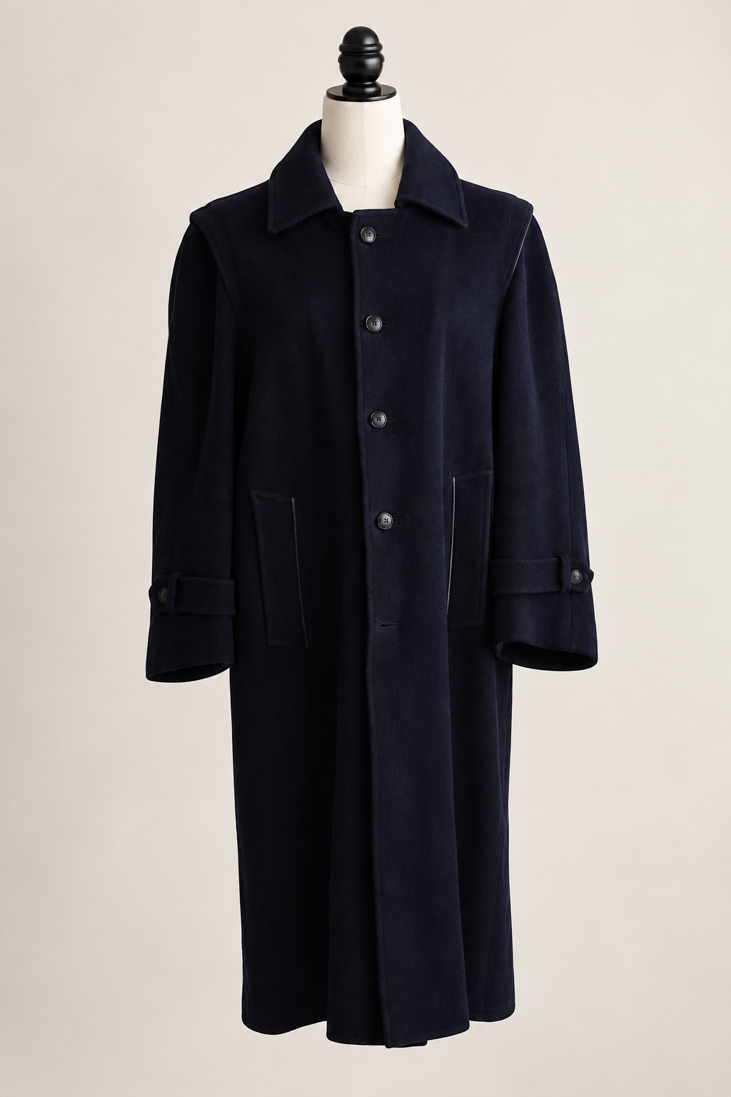 Casaco sobretudo azul marinho lã vintage XL