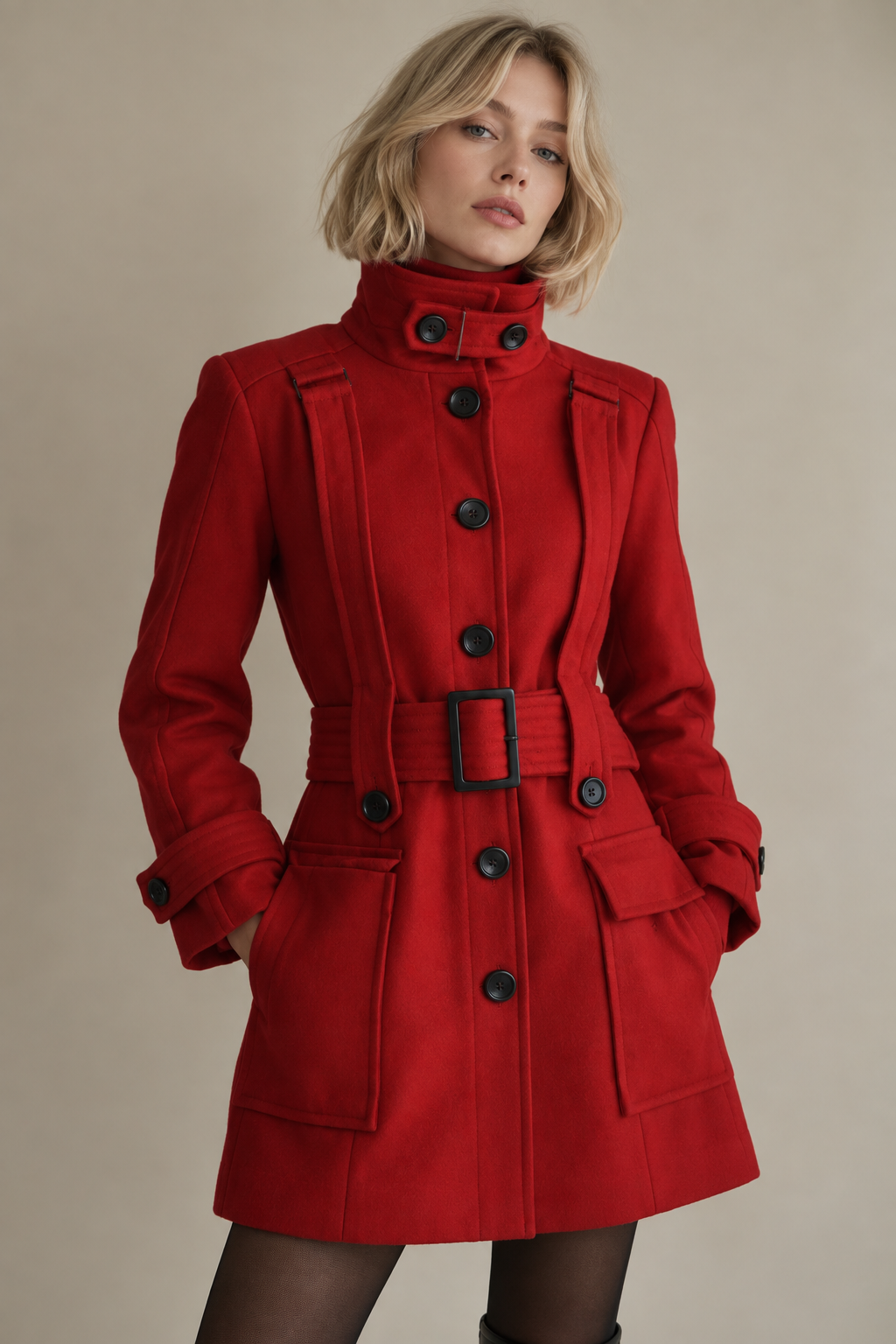 Casaco Zara 60%lã vermelho M