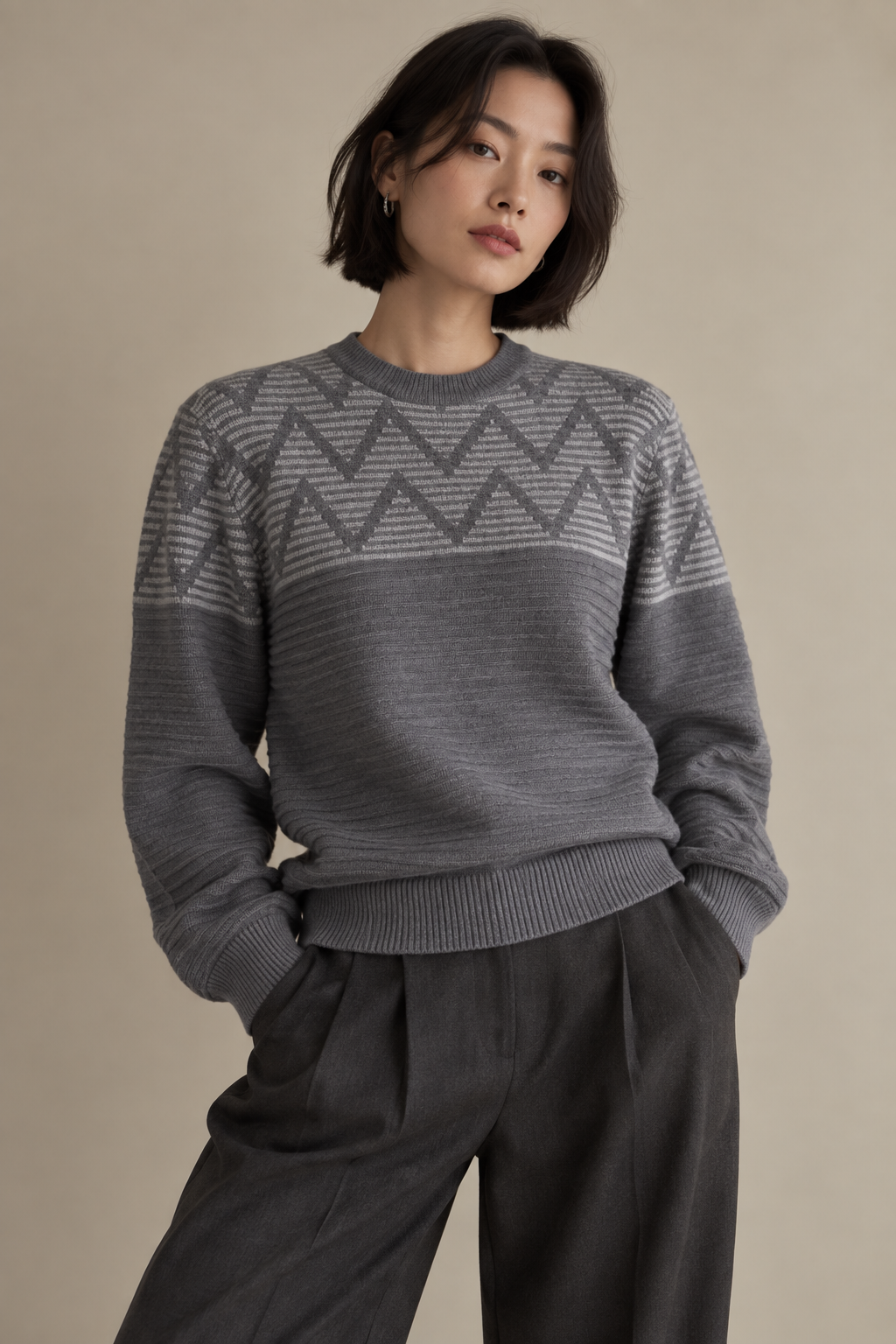 Camisola tricot cinzento vintage XL