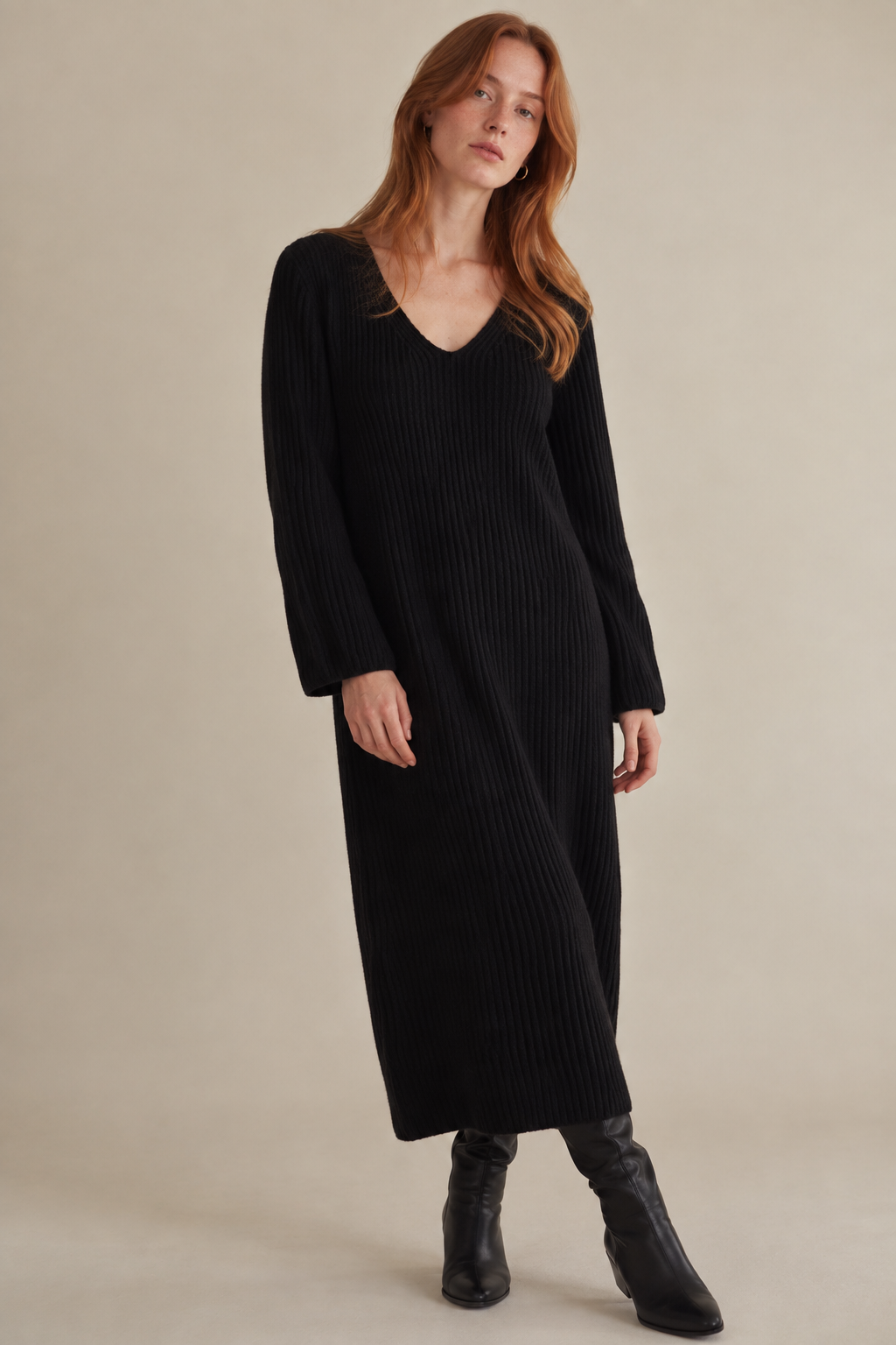 Vestido midi preto tricot S/M